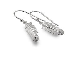 Sea Gems Silver Origins Sterling Silver Feather Drop Earrings